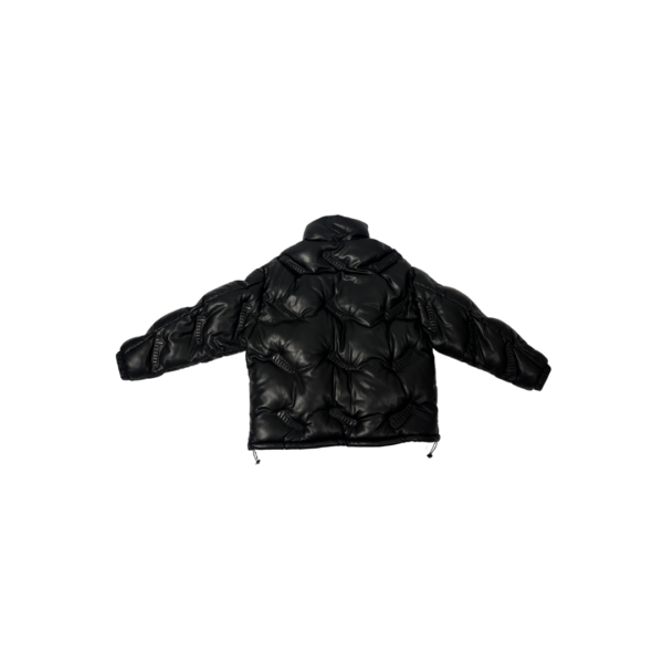 VESTE EN CUIR NOIR MATELASSÉ – Image 2