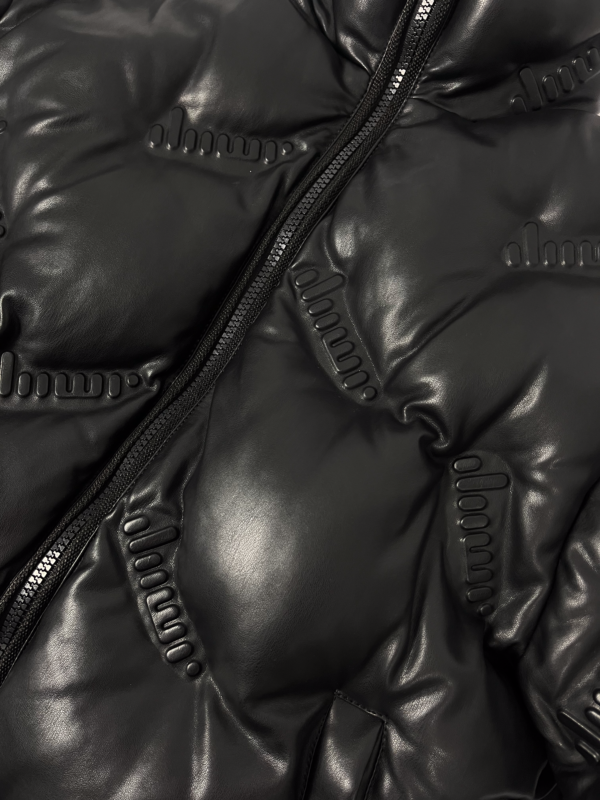 VESTE EN CUIR NOIR MATELASSÉ – Image 3