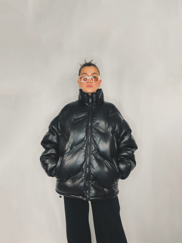 VESTE EN CUIR NOIR MATELASSÉ – Image 4