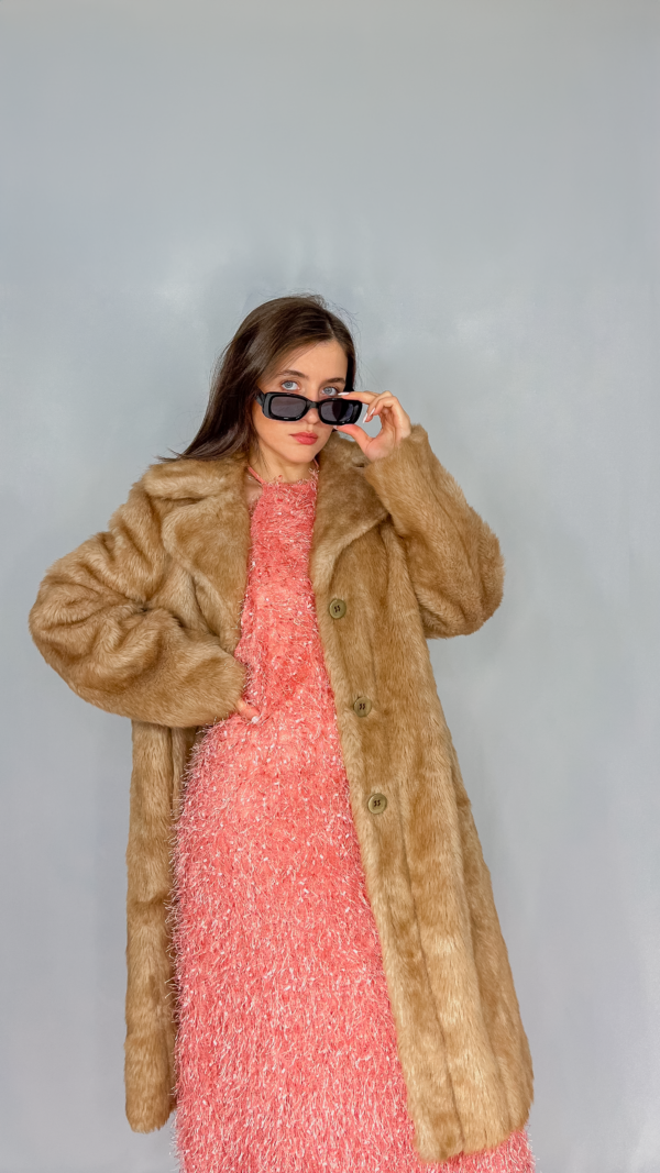 MANTEAU EFFET FOURRURE MARRON – Image 2
